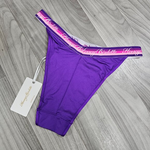 Honey Birdette Essentials Purple Bikini Panty Logo Waistband Size M - Picture 2 of 4